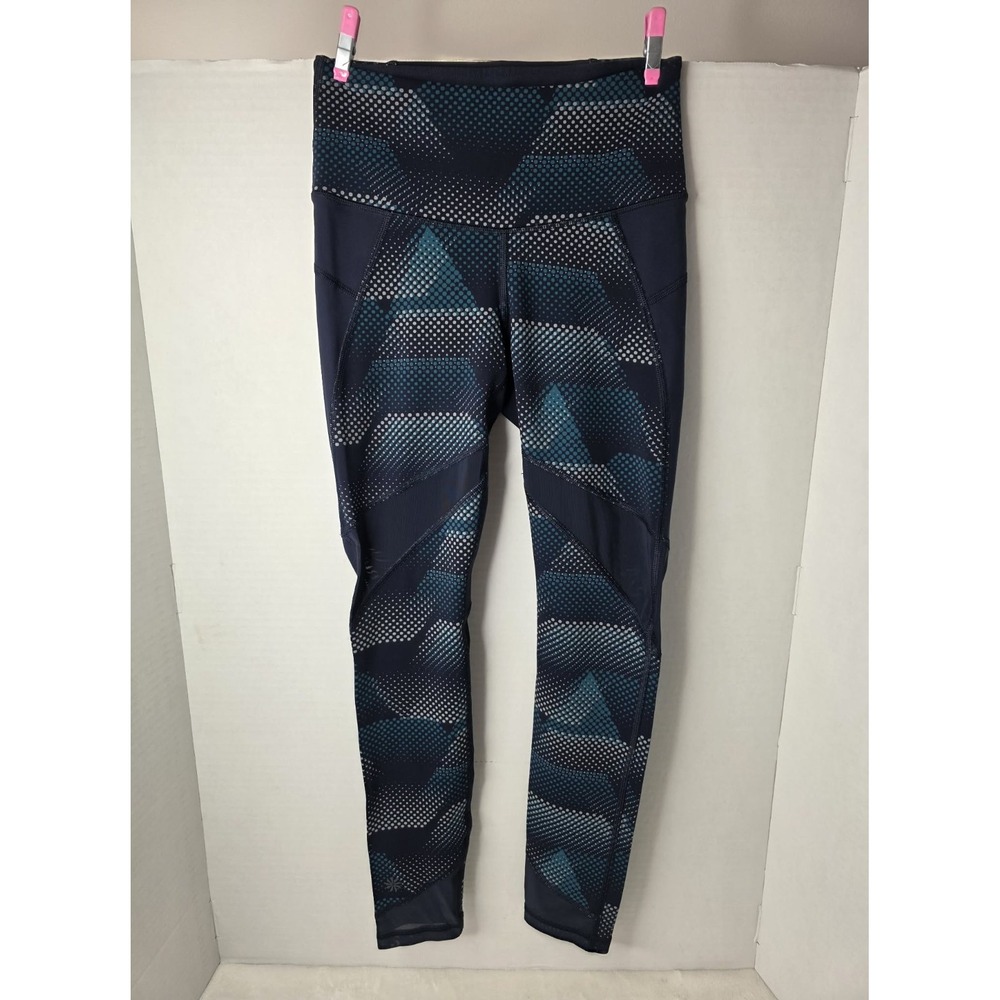 Athleta Ankle Leggings Women  Navy Teal White Geometric Pattern Women's XX-Small